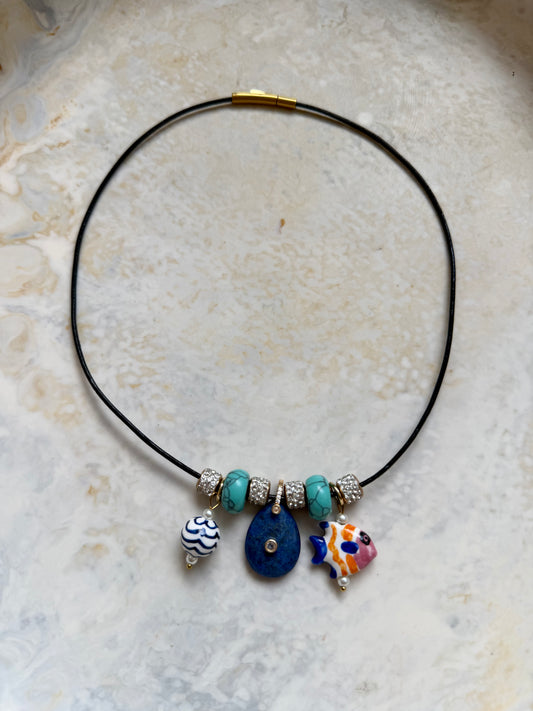 Seabreeze Leather Charm Necklace