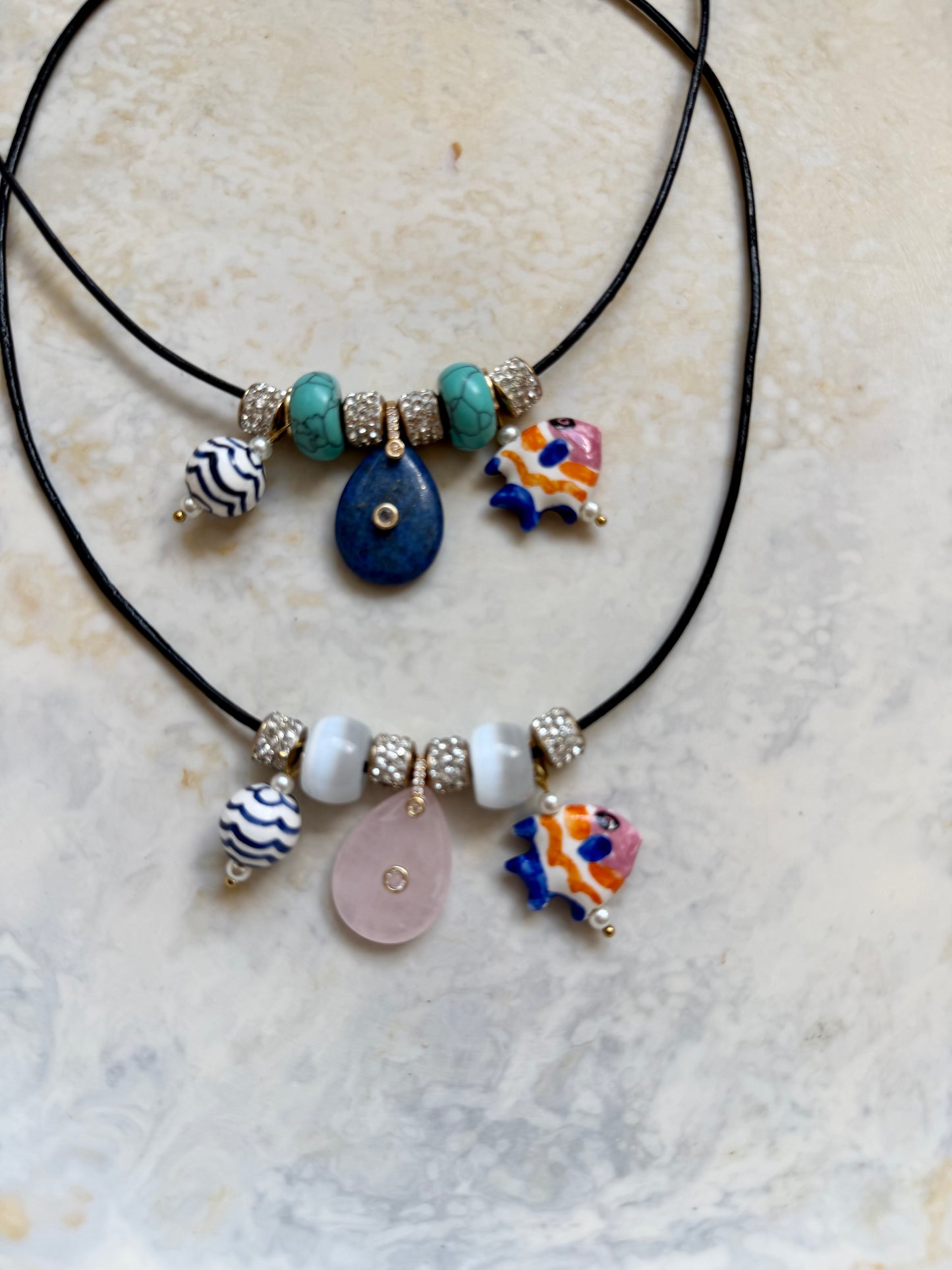 Seashell Leather Charm Necklace