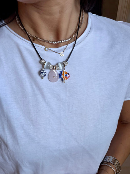 Seashell Leather Charm Necklace