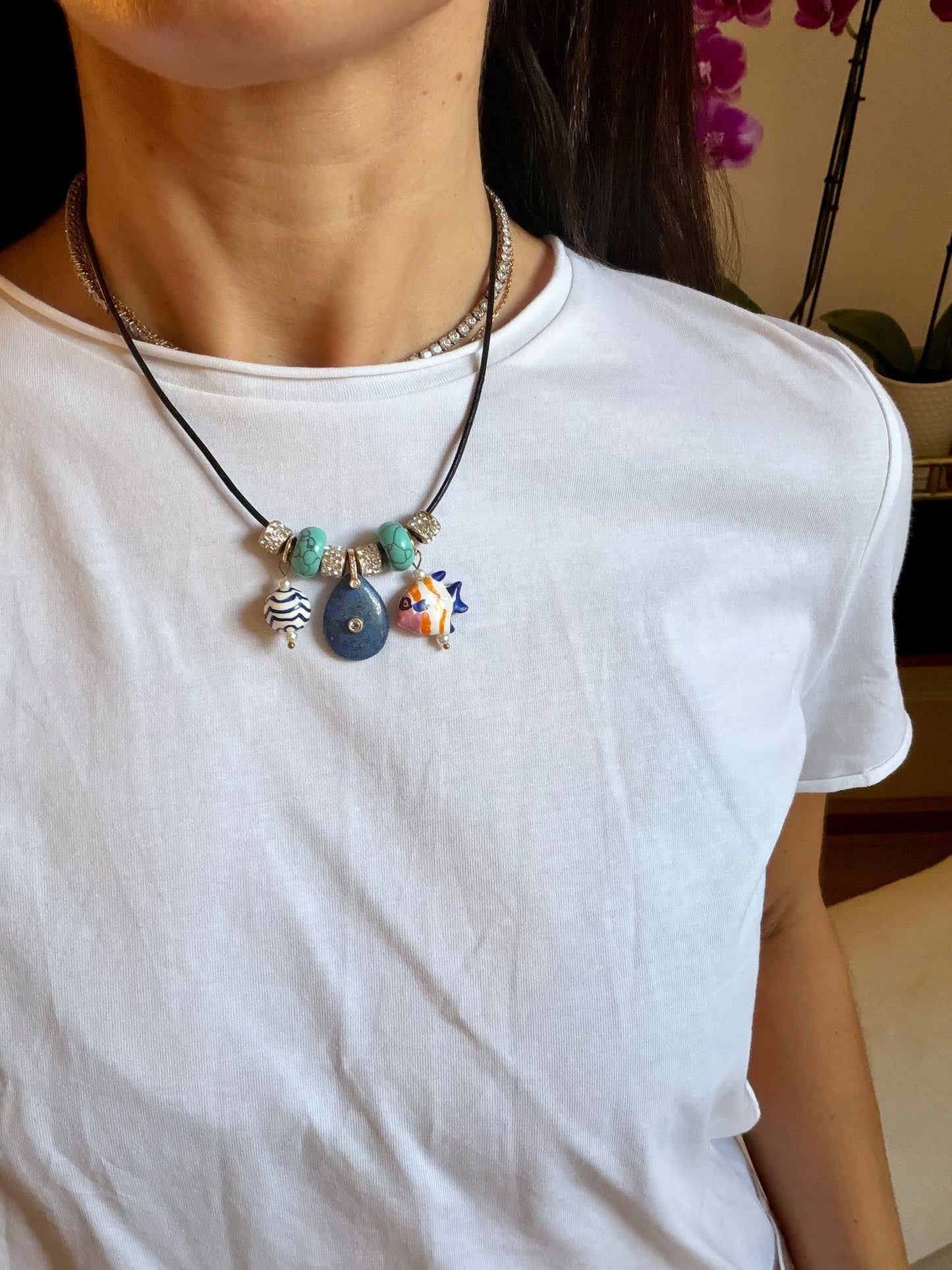 Seabreeze Leather Charm Necklace