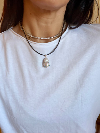 Oralia Leather & Pearl Necklace