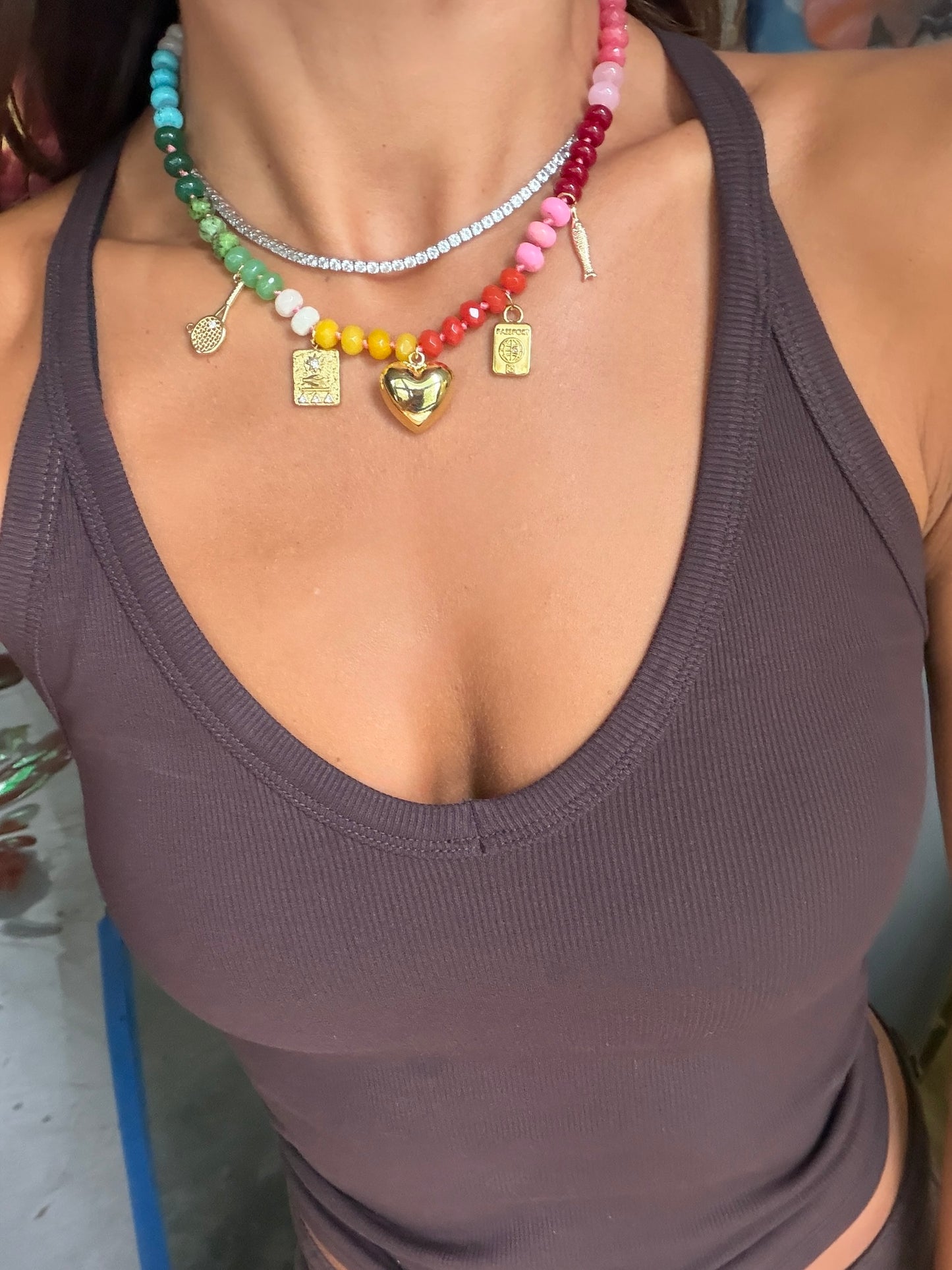 Serenita Beaded Charm Necklace