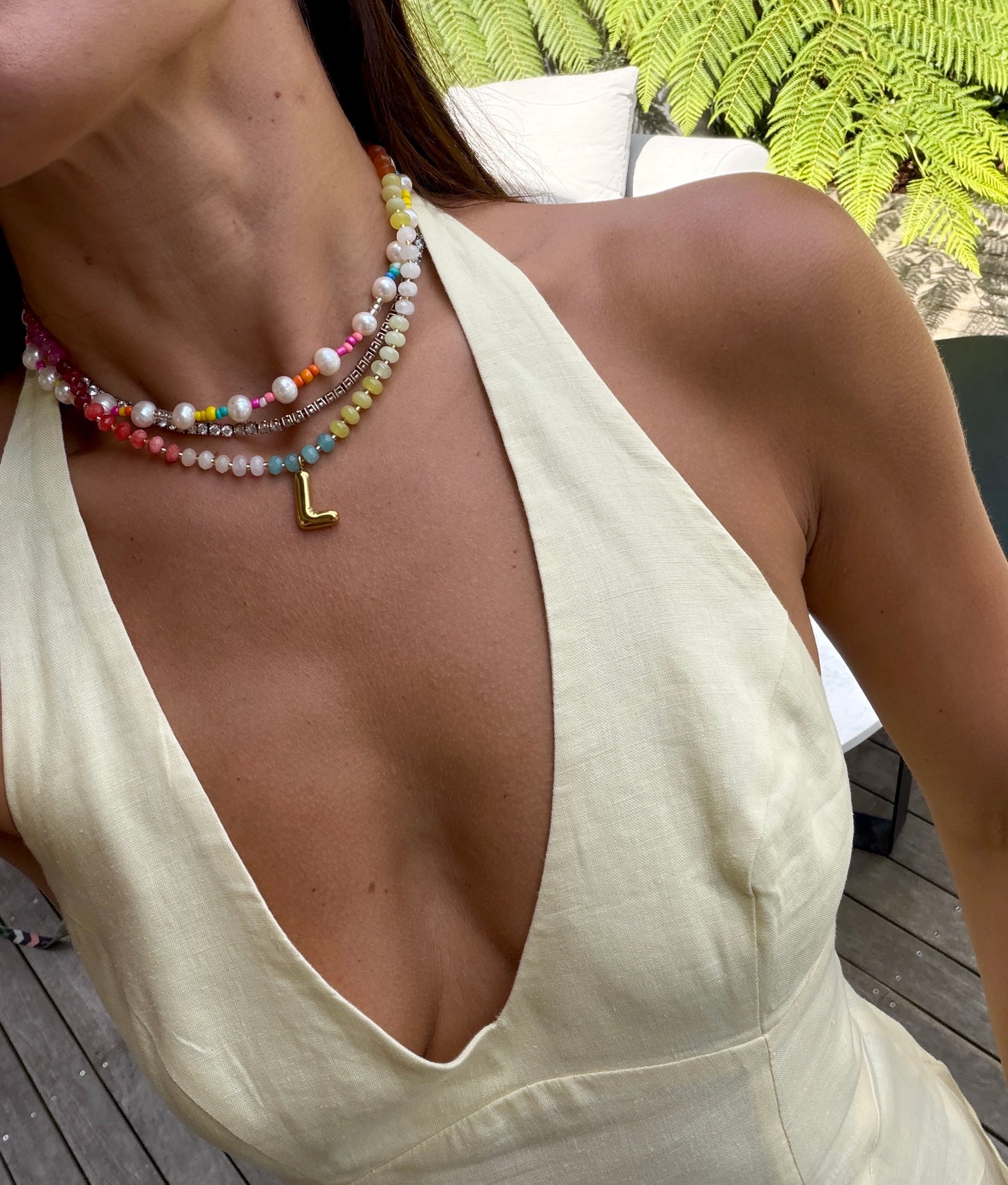 Sun Tide Initial Necklace