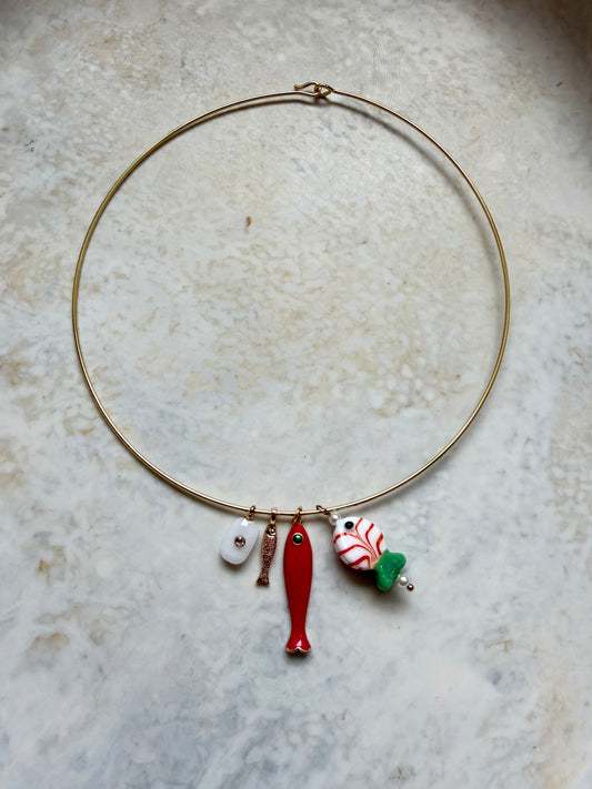 Coral Drift Cuff Necklace