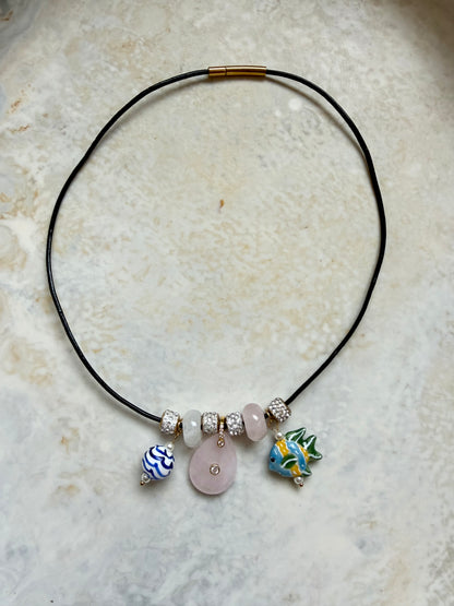 Seashell Leather Charm Necklace