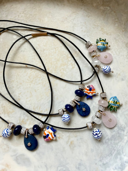 Seabreeze Leather Charm Necklace
