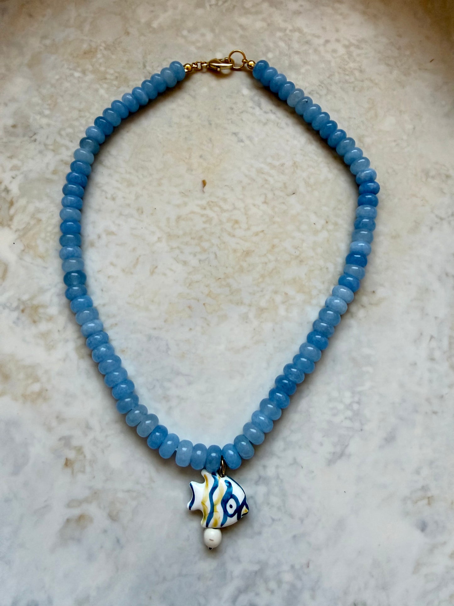 Opaline Blue Charm Necklace