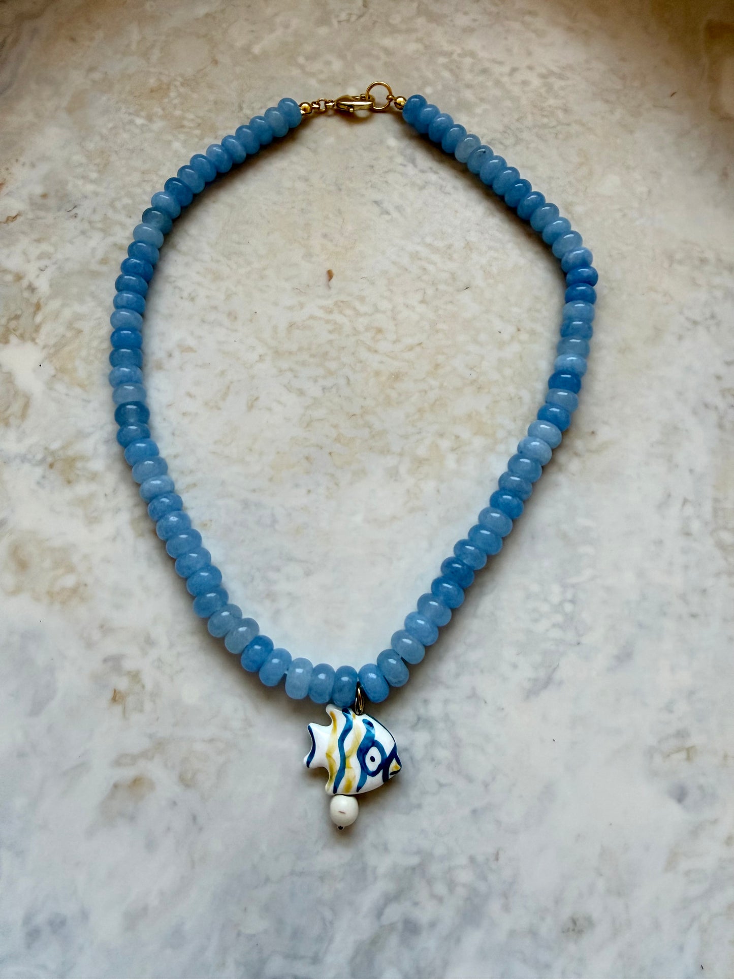 Opaline Blue Charm Necklace