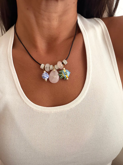 Seashell Leather Charm Necklace