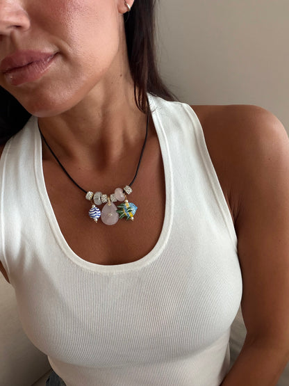 Seashell Leather Charm Necklace