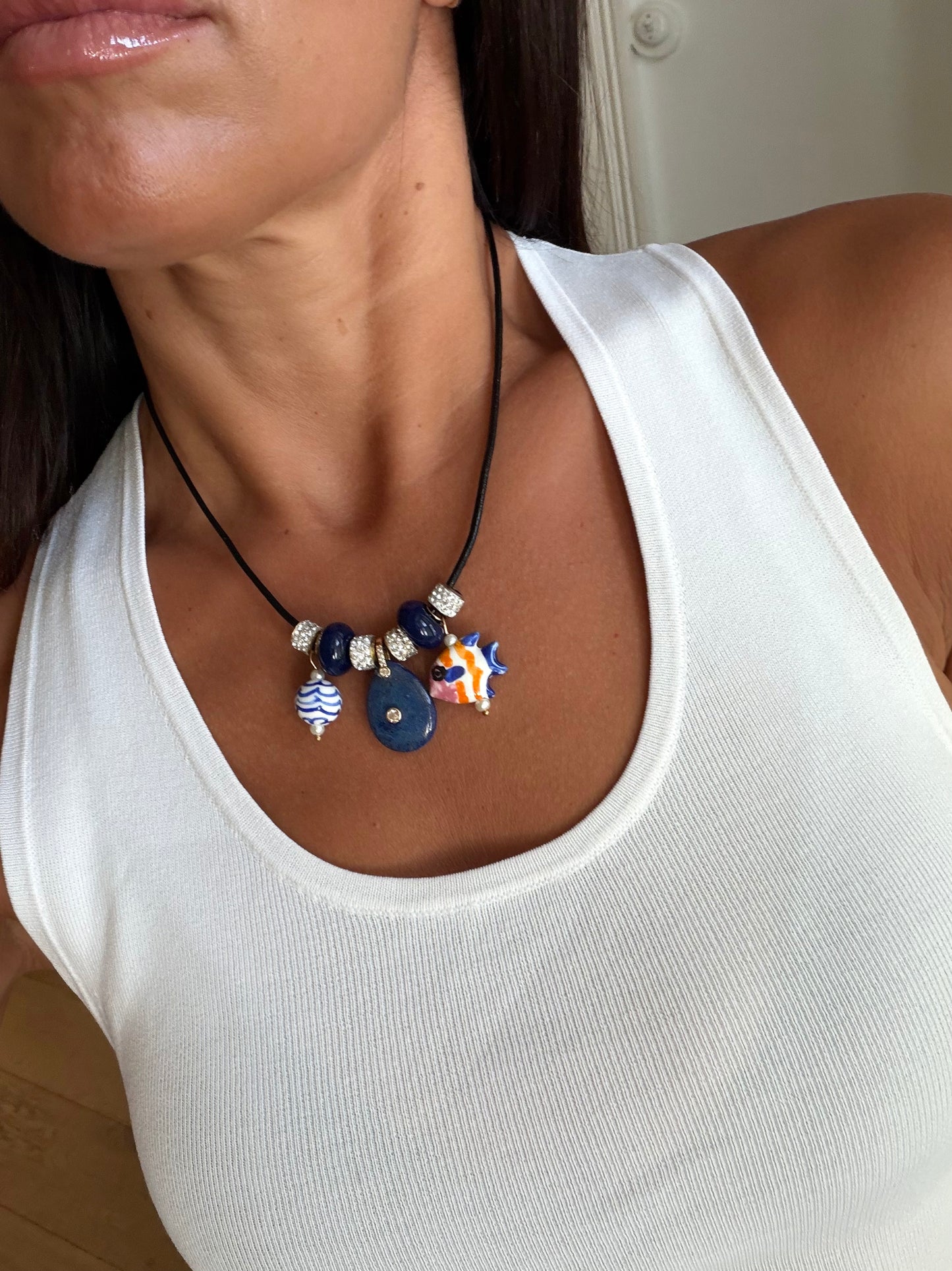Seabreeze Leather Charm Necklace