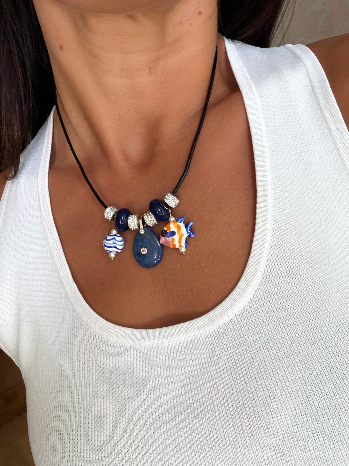 Seabreeze Leather Charm Necklace