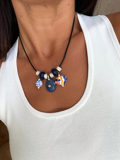 Seabreeze Leather Charm Necklace