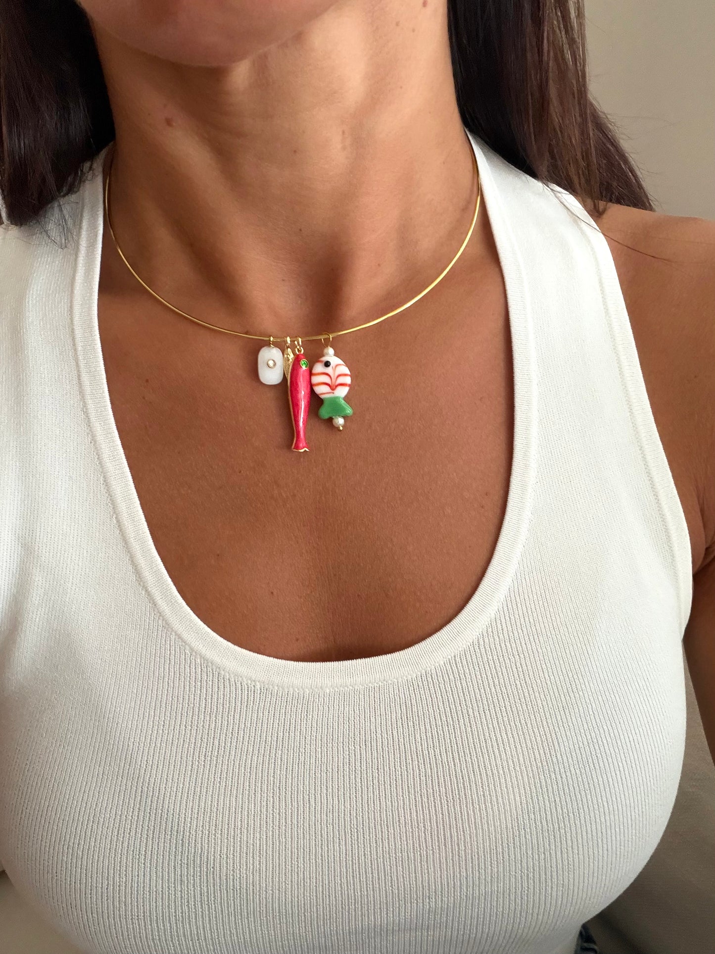 Coral Drift Cuff Necklace