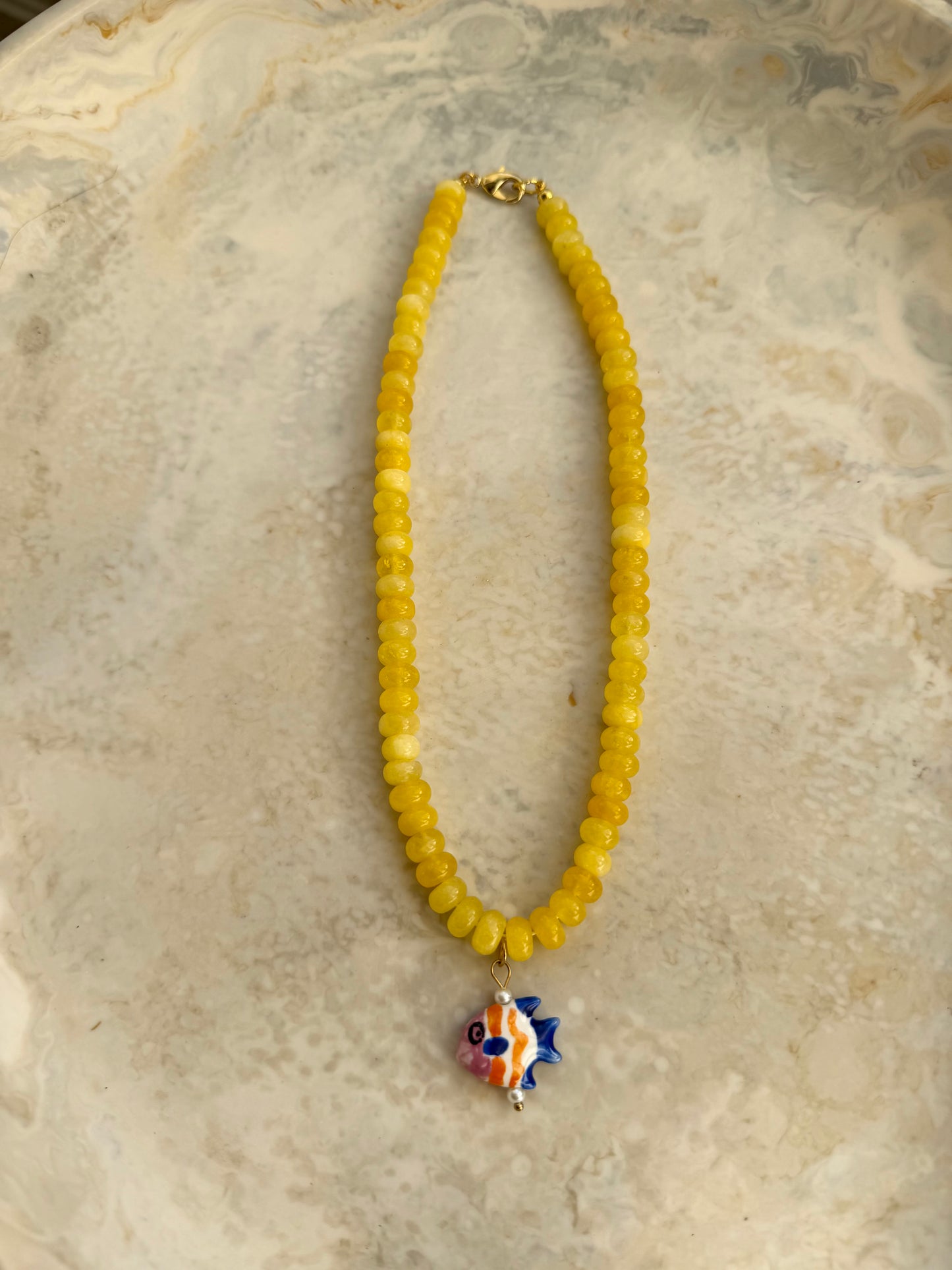 Opaline Yellow Charm Necklace