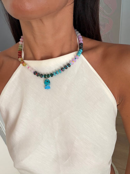 Opaline Rainbow Charm Necklace