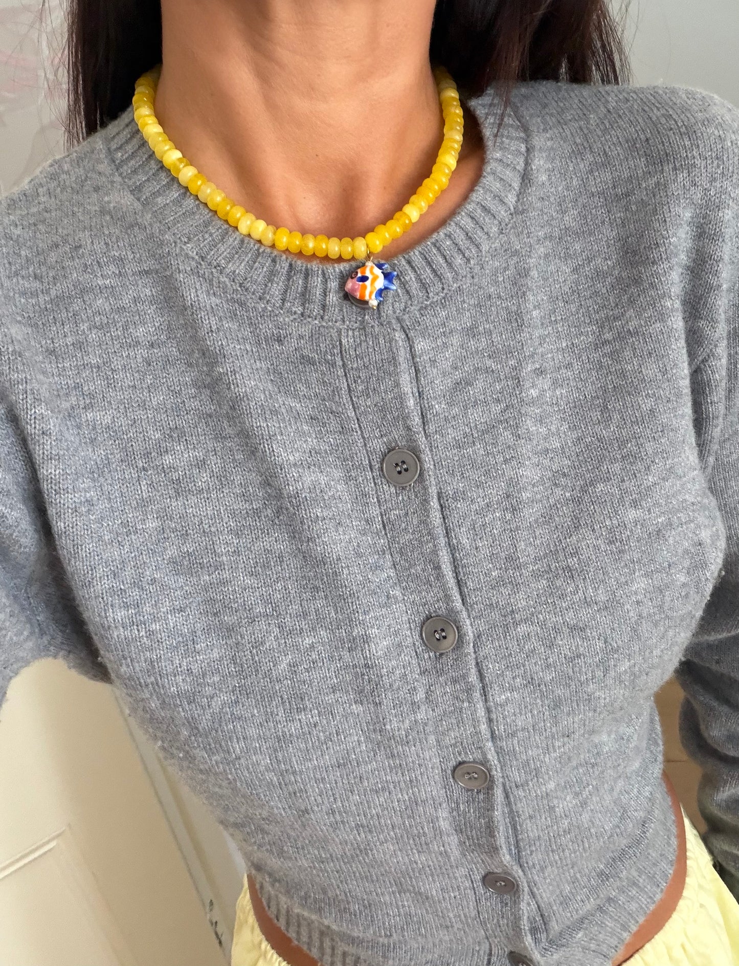 Opaline Yellow Charm Necklace