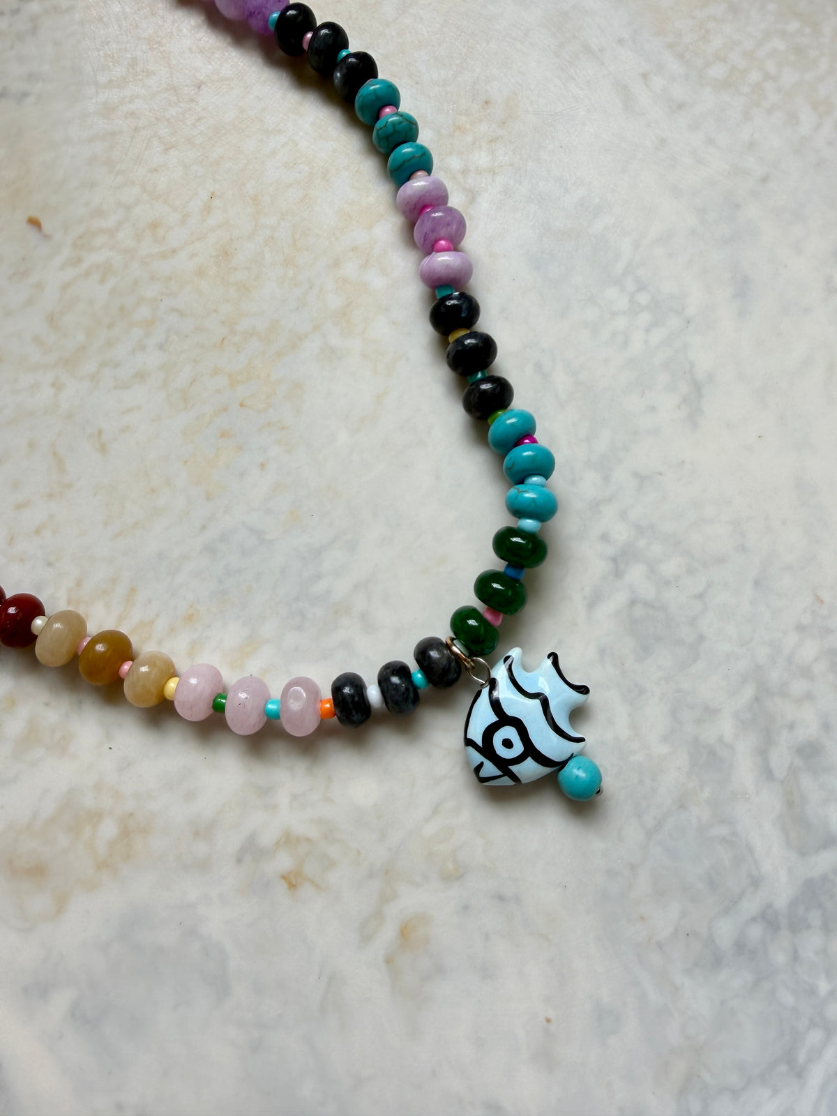 Opaline Baby Blue Fish Necklace