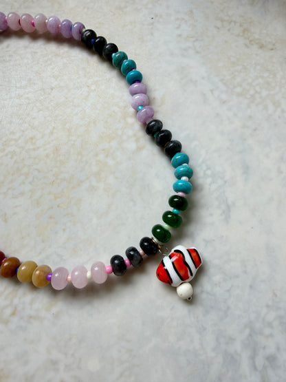Opaline Red Striped Fish Necklace