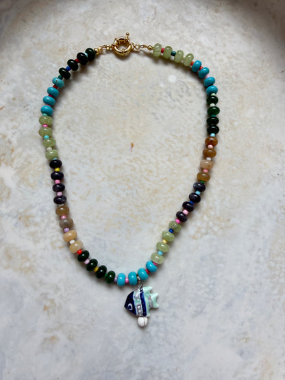 Opaline Wavy Fish Necklace