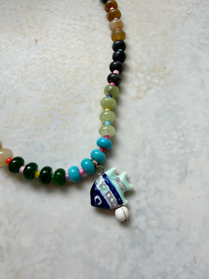 Opaline Wavy Fish Necklace