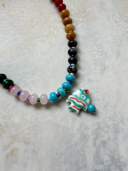 Opaline Turquoise Fish Necklace
